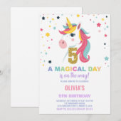 5e anniversaire Unicorn Anniversaire Invitations (Devant / Derrière)