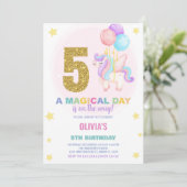 5e anniversaire Unicorn Anniversaire Invitations (Debout devant)