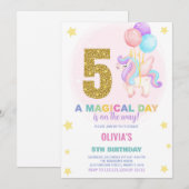 5e anniversaire Unicorn Anniversaire Invitations (Devant / Derrière)