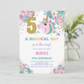 5e anniversaire Unicorn Anniversaire Invitations (Debout devant)