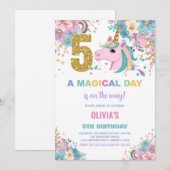 5e anniversaire Unicorn Anniversaire Invitations (Devant / Derrière)