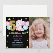 5e anniversaire Unicorn Anniversaire Invitations a (Devant / Derrière)