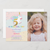 5e anniversaire Unicorn Anniversaire Invitations a (Devant / Derrière)