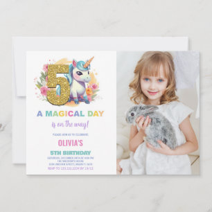 5e anniversaire Unicorn Birthday Invitations photo