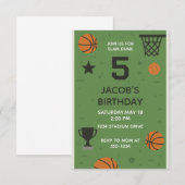 5e Basketball Sports Invitation Anniversaire Pour  (Devant / Derrière)