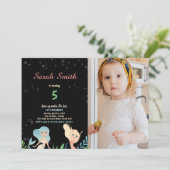 5e Blond Zeemeermin Verjaardag Uitnodigingen met f (Staand voorkant)