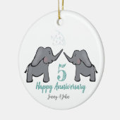 5e bronzen olifant trouwdag keramisch ornament (Links)