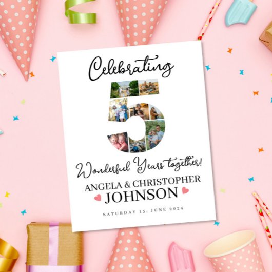 5e bruiloft Jubileum Fotocollage Welkomstbord Poster