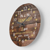 5e bruiloft Jubileum Mr en Mrs Rustic Wood Grote Klok (Hoek)