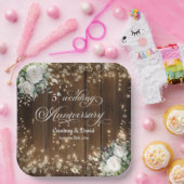 5e bruiloft Jubileum Rustieke String Lights Papieren Bordje (Feest)