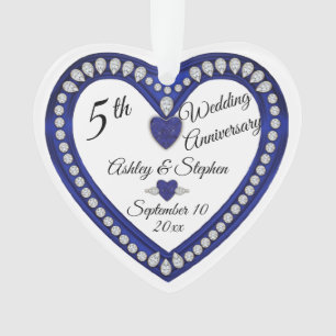 5e bruiloft Jubileum Sapphire Diamond Keepsake Ornament
