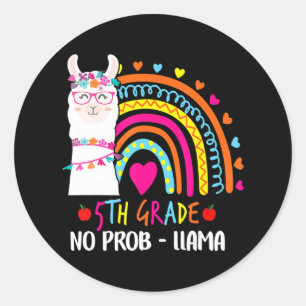 5e graad Geen Prob Llama Laaier Regenboog terug na Ronde Sticker