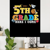 5e graad leraar 5e graad hier kom ik poster (Thuiskantoor)