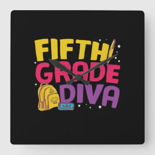 5e graad leraar vijfde graad diva vierkante klok