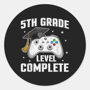 5e Grade Level Complete Videogame Vijfde Graad GR Ronde Sticker