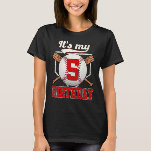 5e honkbal verjaardag jongen speler 5 jaar oud hon t-shirt