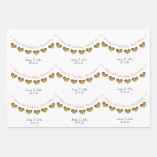 5e Hout bruiloft jubileum Hart Bunting Inpakpapier Vel