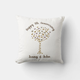 5e Hout Bruiloft Jubileum man & vrouw Kussen