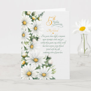 5e huwelijksjubileum sentimentele madeliefjes kaart