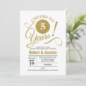 5e huwelijksjubileumfeest - Goud Wit Kaart (Staand voorkant)