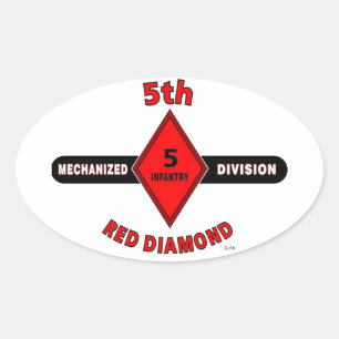 5E INFANTERIEDIVISIE (GEMECHANISEERD)"RODE DIAMANT OVALE STICKER