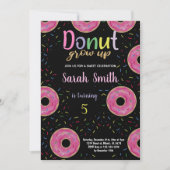5e Invitations d'anniversaire de Donut rose noir (Devant)