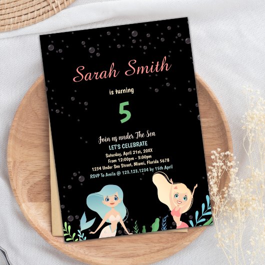 5e Invitations d'anniversaire de la sirène blonde