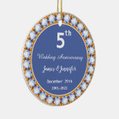 5e Jubileum diamant Keramisch Ornament (Rechts)