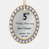 5e Jubileum diamant Keramisch Ornament (Rechts)