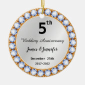 5e Jubileum diamant Keramisch Ornament (Voorkant)