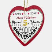 5e Jubileum Gift Hartvormige Kerst Keramisch Ornament (Links)