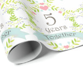 5e Jubileum Love Heart Gift Wrap Cadeaupapier (Rol Hoek)