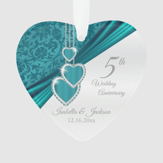 5e Jubileum Turquoise Wedding Ornament (voorkant)