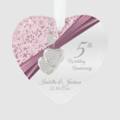 5e Jubileum voor roze bruiloft Ornament (voorkant)