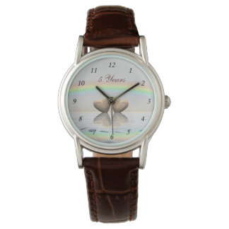 5e Jubileum Wooden Hearts Horloge