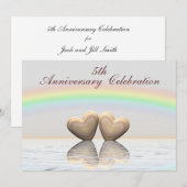 5e Jubileum Wooden Hearts Kaart (Voorkant / Achterkant)