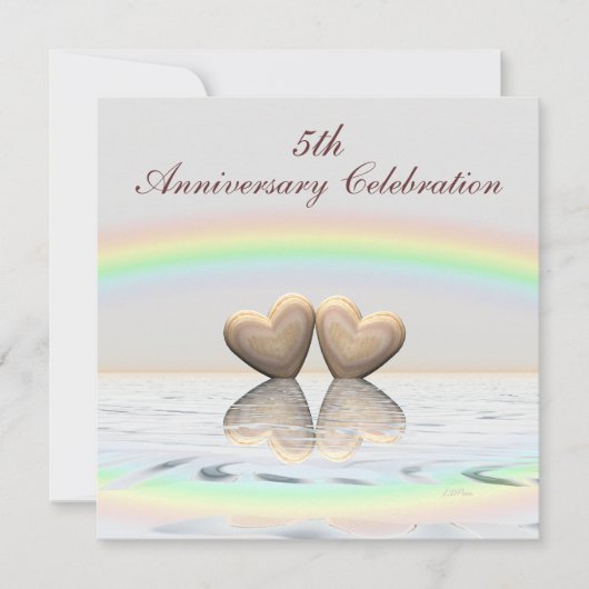 5e Jubileum Wooden Hearts Kaart (Voorkant)