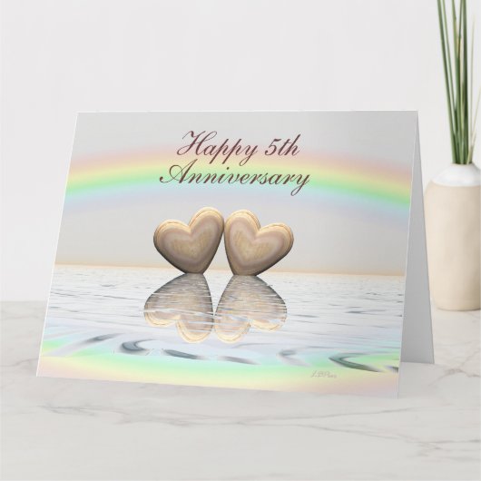 5e Jubileum Wooden Hearts Kaart (Voorkant)