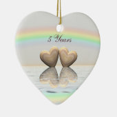 5e Jubileum Wooden Hearts Keramisch Ornament (Rechts)