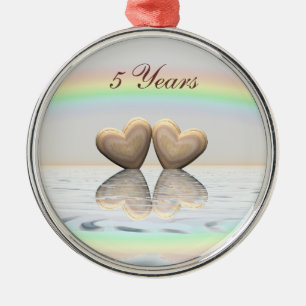 5e Jubileum Wooden Hearts Metalen Ornament