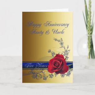5e jubileumkaart, tante en oom kaart