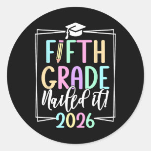 5e klas 2026 vijfde klas afgestudeerd basisonderwi ronde sticker