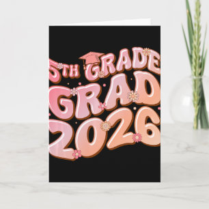 5e klas afstudeerklas 2026 afstuderen groovy roze kaart