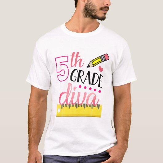 5e klas diva Schattigee eerste dag van school Kind T-shirt (Voorkant)