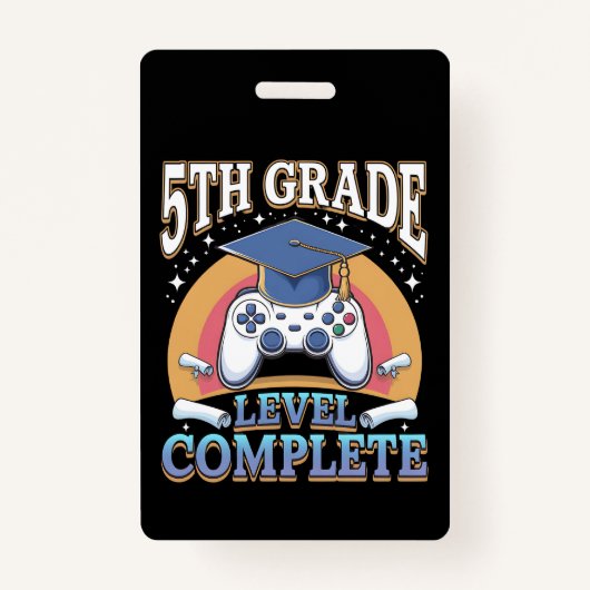 5e klas niveau complete Afstuderen gaming gamer Badge (Voorkant)