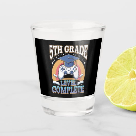 5e klas niveau complete Afstuderen gaming gamer Shot Glas (Voorkant)