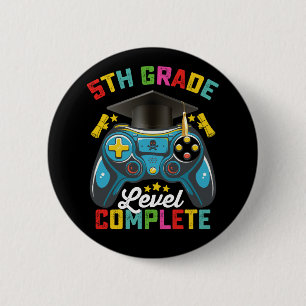 5e klas niveau voltooid afstuderen gamen gamer ronde button 5,7 cm