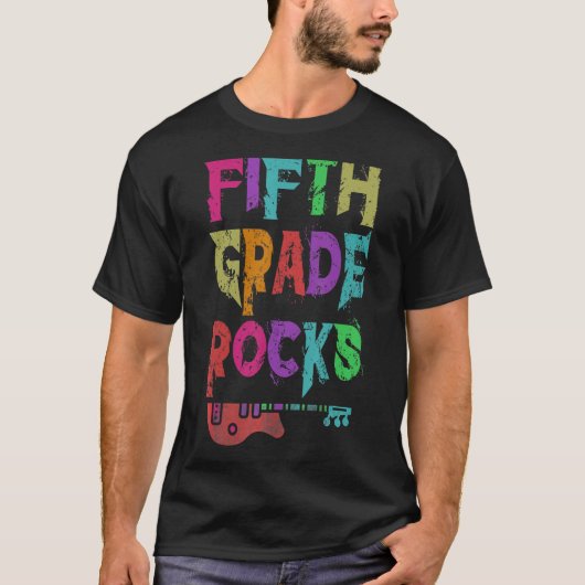 5e klas Rocks Student Teacher Rocking Fifth Afstud T-shirt (Voorkant)
