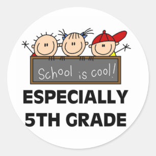 5e klas school is cool ronde sticker