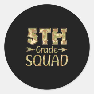 5e klas squad leraar & student camouflage teru ronde sticker
